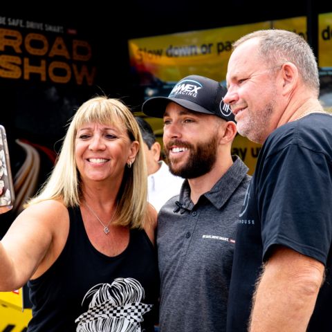 NASCAR Cup Series driver Ross Chastain snapped a selfie with race fans at the 2023 NASCAR weekend at Circuit of The Americas in Austin, Texas. A variety of drivers will be making fan appearances throughout this weekend’s NASCAR at COTA event.