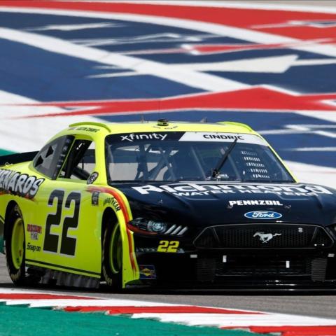 Team Penske's Austin Cindric (22) was fastest in NASCAR Xfinity Series practice Friday for the Pit Boss 250 at Circuit of The Americas.  