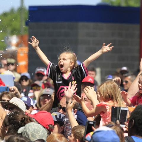 Children get excited during Speedway Children’s Charities events during NASCAR weekends.