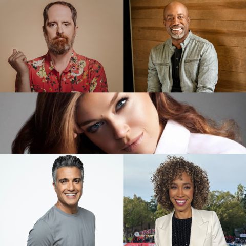 From left to right: Brendan Hunt (photo credit: Robyn Von Swank), Darius Rucker (photo credit: Jim Wright), Adrianne Palicki, Jaime Camil (photo credit: Fer Piña) and Sage Steele will all serve in various dignitary roles for Sunday’s EchoPark Automotive Grand Prix NASCAR Cup Series race at Circuit of The Americas in Austin, Texas.