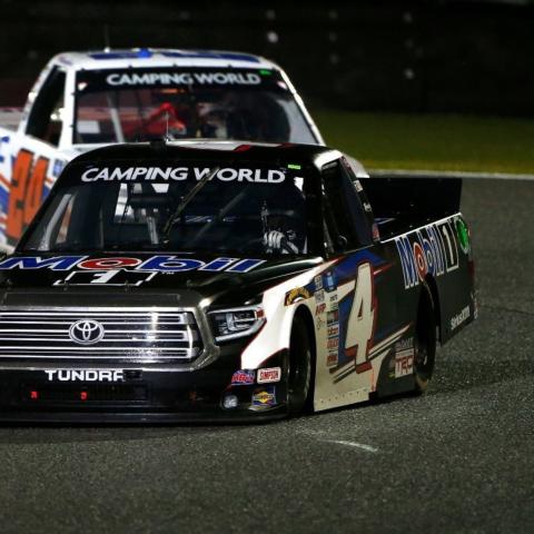 Kyle Busch Motorsports' John Hunter Nemechek (4) has scored two victories and posted five top-five finishes to lead the NASCAR Camping World Truck Series points standings early in the season. He will be one of the favorites to win the Toyota Tundra 225 Saturday at Circuit of The Americas in Austin, Texas.