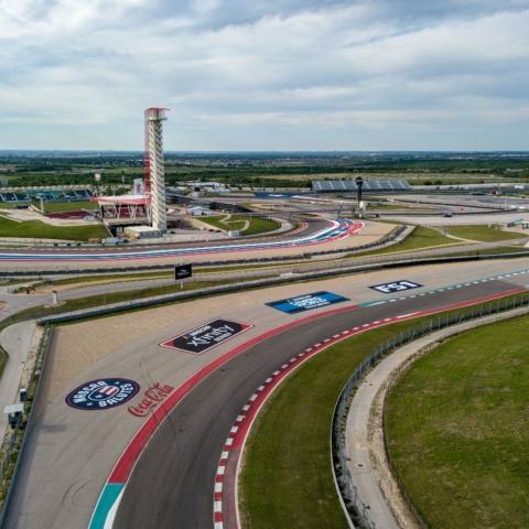 The paint was used all around the sprawling facility to showcase the race entitlement partners and highlight the red, white and blue theme of the event.  