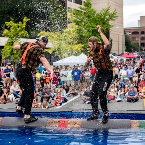 The axe-wielding athletes of the DLW Timberworks Lumberjack Show will highlight the free entertainment in the Fan Zone during NASCAR at COTA, March 23-24.